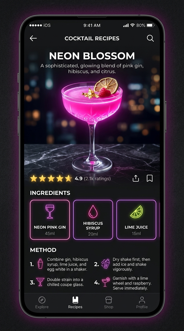 Mixology Cocktail App Mockup